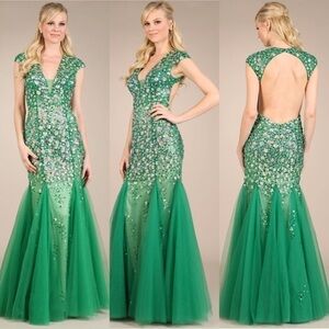 My fashion 1502 emerald green dress
